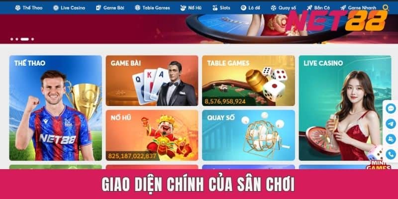 Giao diện chính của sân chơi