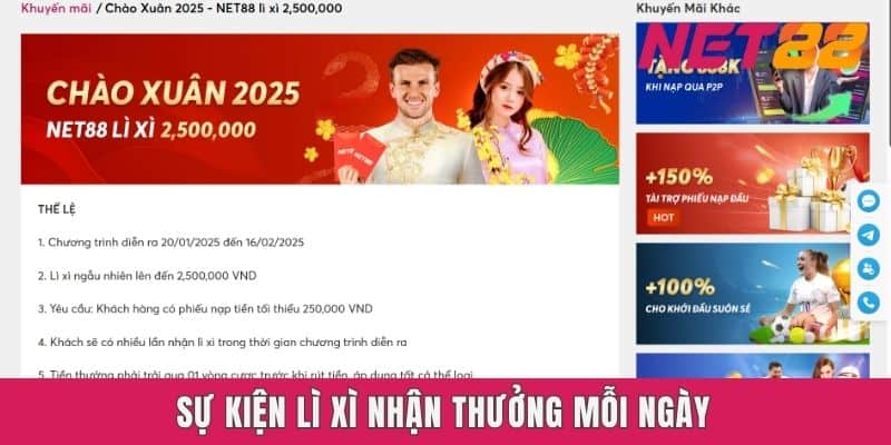Sự kiện lì xì nhận thưởng mỗi ngày