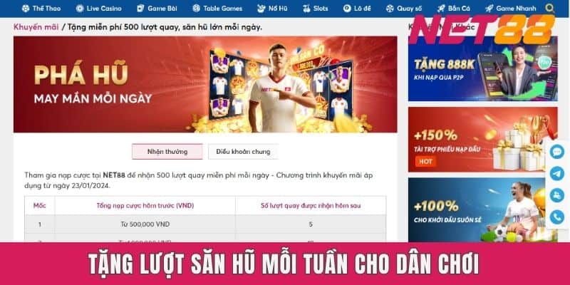 Tặng lượt săn hũ mỗi tuần cho dân chơi