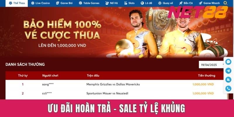 Ưu đãi hoàn trả - sale tỷ lệ khủng