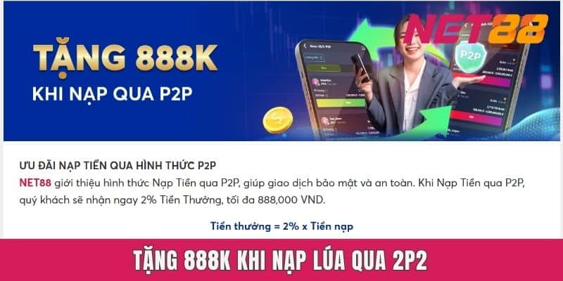 Tặng 888k khi nạp lúa qua 2P2